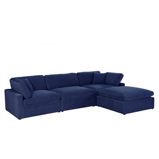 Giza Navy Velvet 4-Piece Modular Sectional Set