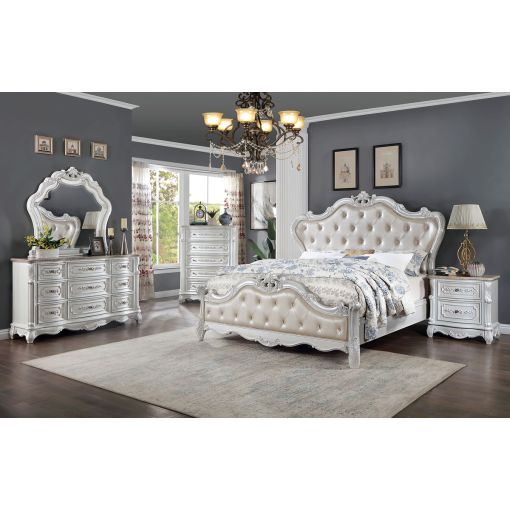 Gracia Pearl White Traditional Bedroom Set