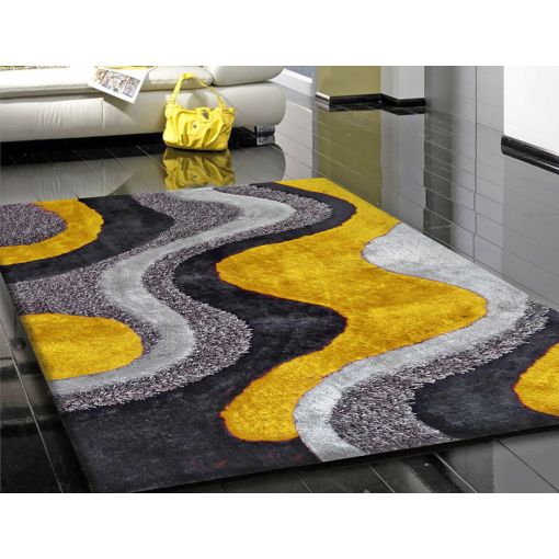 Yellow and Grey Shag Rug Design 29