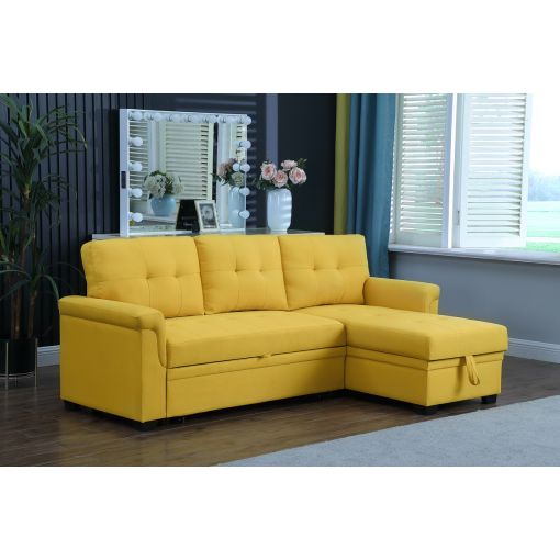 Hamar Yellow Linen Sectional Sleeper