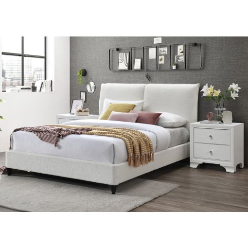 Harstad White Boucle Bed