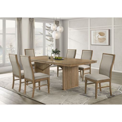 Hensel 7-Piece Dining Table Set Fluted Accents