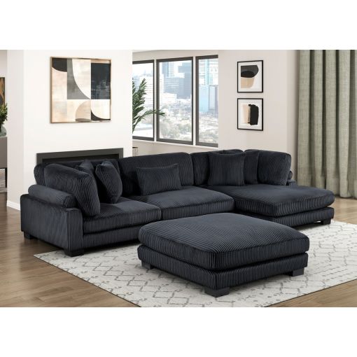 Holt Modular Sectional Black Corduroy