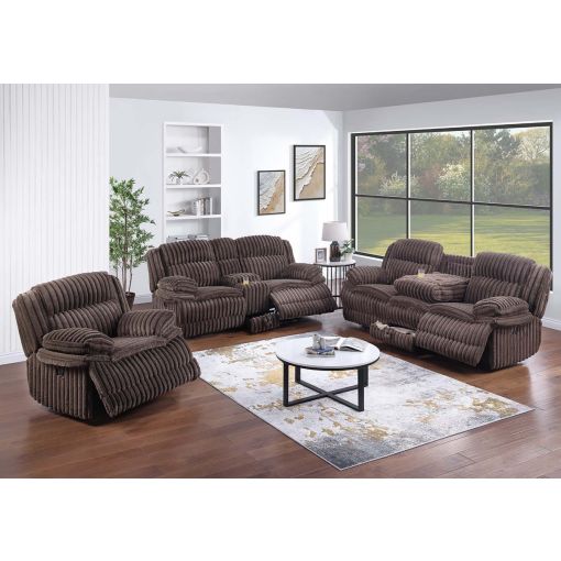 Jimenes Recliner Sofa Set Chocolate Corduroy