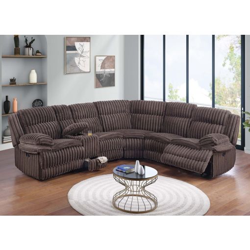 Jimenes Chocolate Corduroy Recliner Sectional