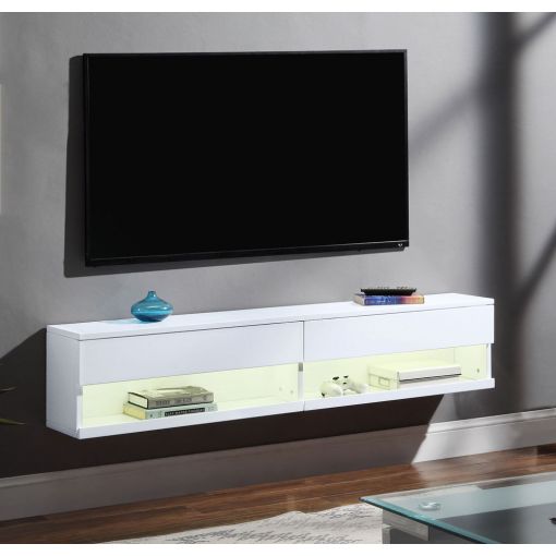 Kadia White Floating TV Stand With LED Light