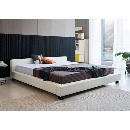 Landon Low Profile White Leather Bed