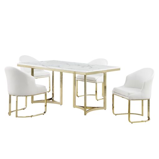 Laquila Marble Top Dining Table With Gold Base