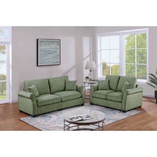 Laurel 2-Piece Sage Corduroy Sofa Set
