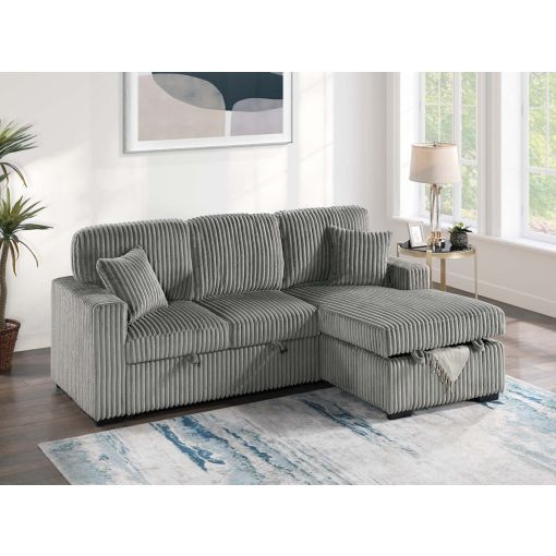 Leonia Grey Corduroy Sectional Sleeper