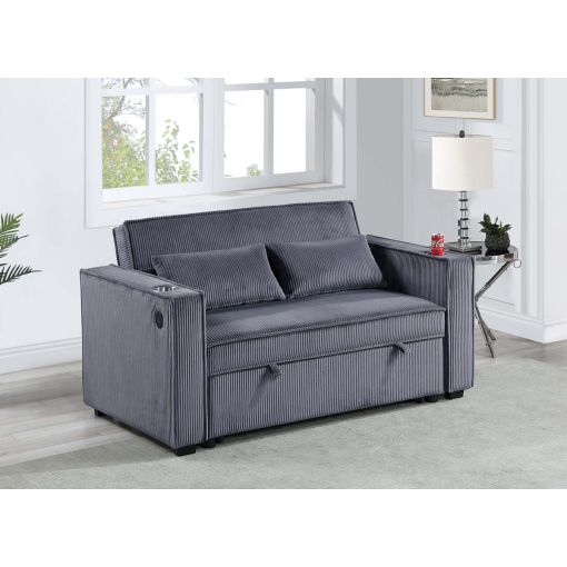 Lizette Grey Corduroy Loveseat Sleeper