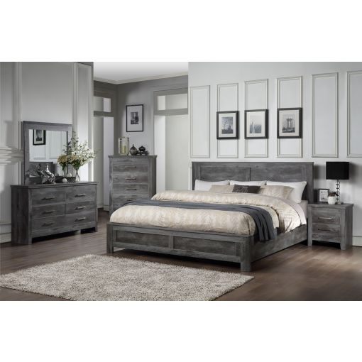 Loudon Rustic Grey Finish Bed