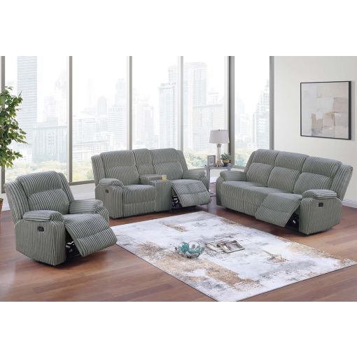 Ludovik Grey Corduroy Recliner Sofa Set