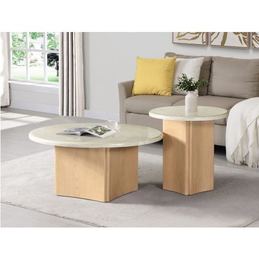 Luxa Round Marble Top Coffee Table Set