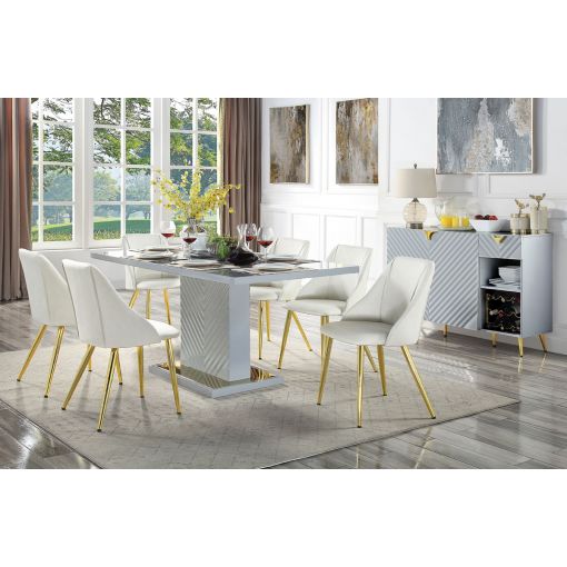 Luxor Grey Lacquer Modern Dining Table