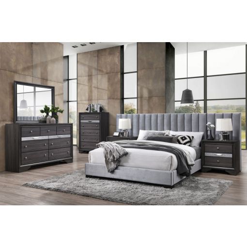 Marcella Wing Headboard Grey Bed