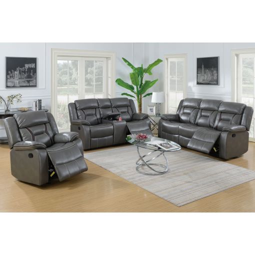 Martin Grey Leather Recliner Sofa