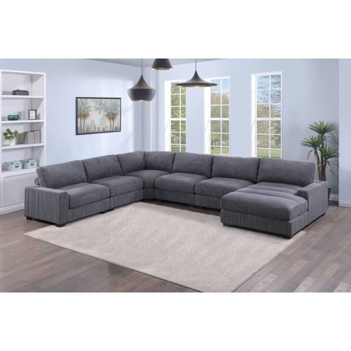 Micah 6-Piece U-Shape Sectional Gray Corduroy