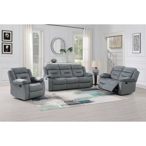 Michael Grey Velvet Recliner Sofa Set