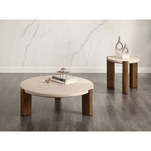 Milford Travertine Top Coffee Table Set