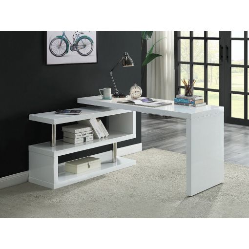 Mina White Desk With Folding Side