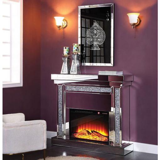 Noro Electric Mirrored Fireplace