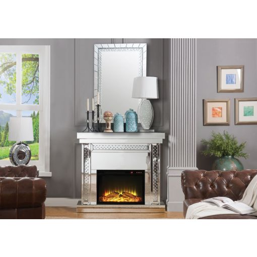 Ovion Mirrored Fireplace Crystal Accented