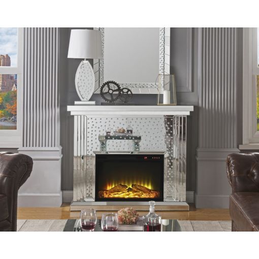 Declan Mirrored Fireplace Crystal Accented