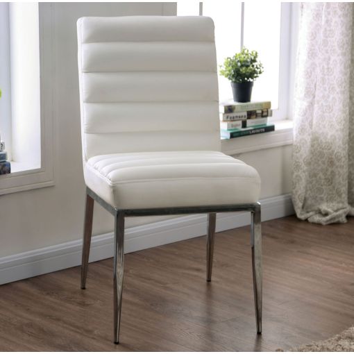 Misu White Leather Dining Chairs
