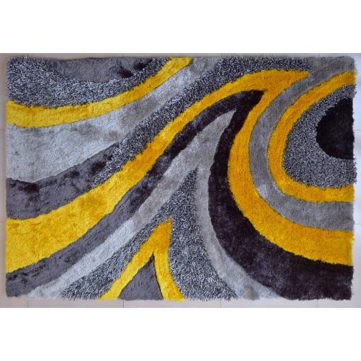 Modern Shag Area Rug Grey Yellow 26