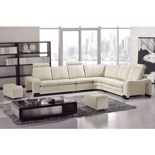 Modern Style Sectional With Ottomans L 213,Ivory Leather Sectional Armrests & Ottoman,Ivory Leather Armless Chair,Ivory Leather Sectional Storage Armrest