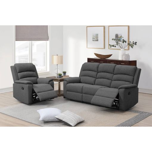 Noland Grey Fabric Recliner Sofa Set