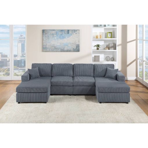 Ollon Grey Corduroy U-Shape Sectional