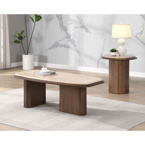 Paisley Travertine Top Coffee Table