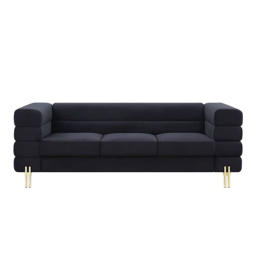 Pedro Black Velvet Modern Sofa