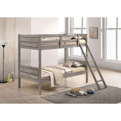 Prismo Twin Over Twin Bunk Bed Rustic Taupe Finish