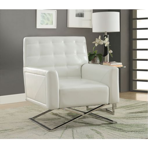 Raffi White Leather Accent Chair