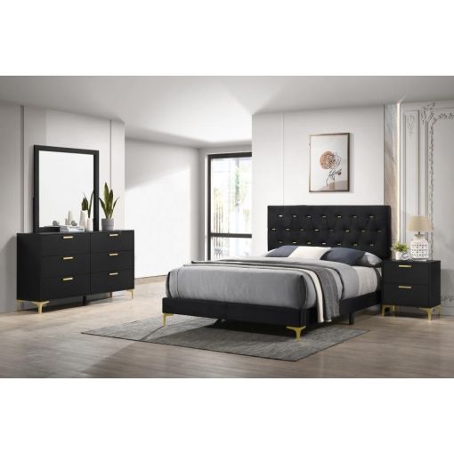 Raina Black Velvet Bedroom Set