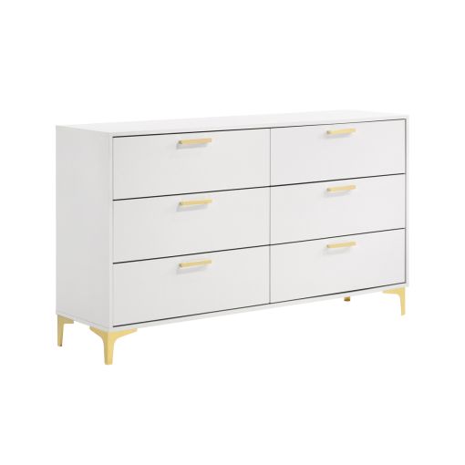 Raina White Dresser With Gold Accents