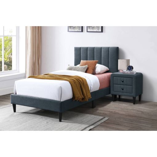 Roxanne Charcoal Linen Platform Bed