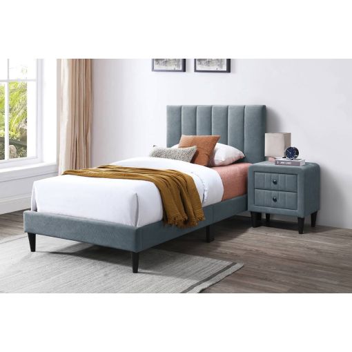 Roxanne Grey Linen Platform Bed