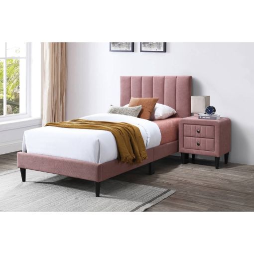 Roxanne Pink Linen Platform Bed