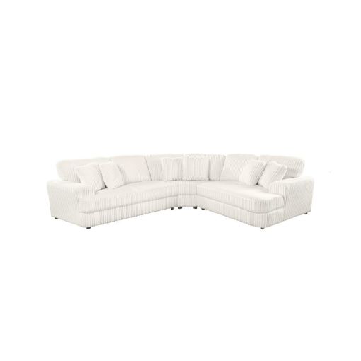 Scott Ivory Corduroy Sectional With Cuddler