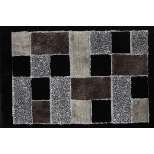 Black Shaggy Viscose Hand Tufted Rug 30
