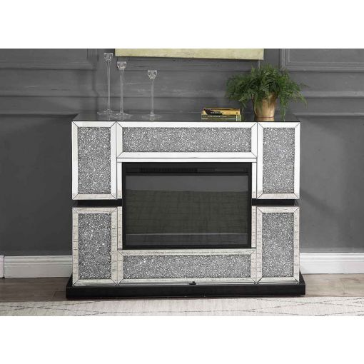 Sofia Mirrored Fireplace With Crystals