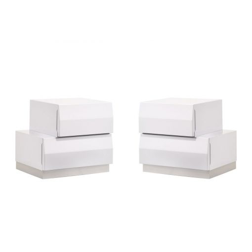 Spain White Lacquer Modern Night Stands