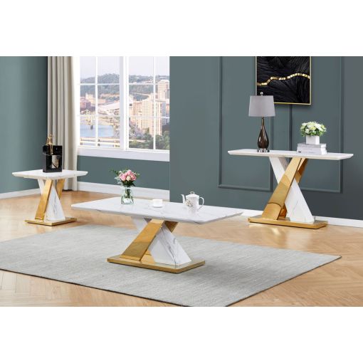 Stanford White Faux Marble Coffee Table