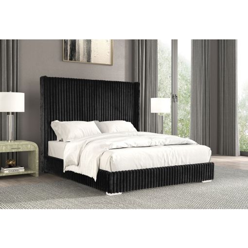 Stratus Black Corduroy Platform Bed