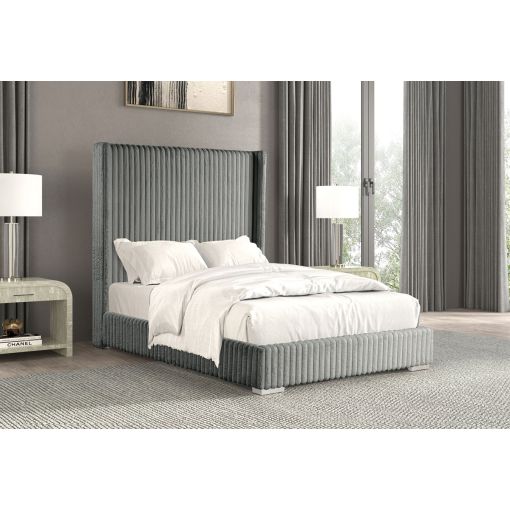 Stratus Grey Corduroy Platform Bed