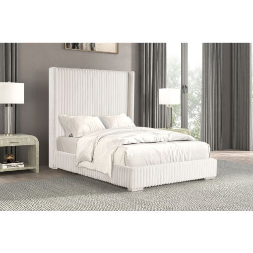 Stratus White Corduroy Platform Bed